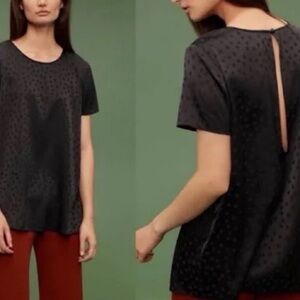 Aritzia  Wilfred Silk Cypres Short Sleeve Keyhole Back Top Black XS
